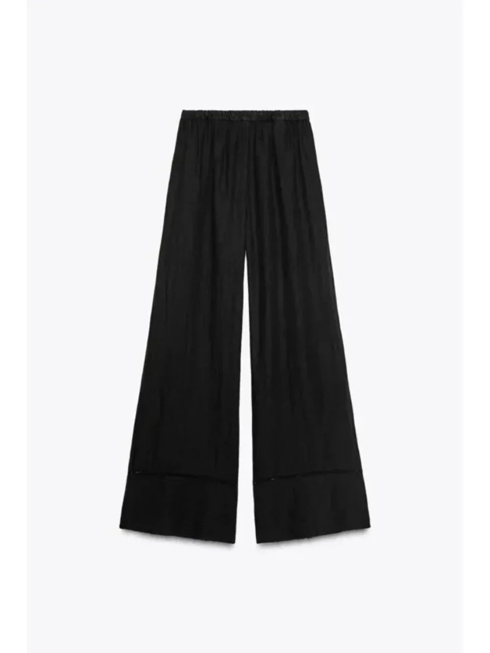 Zara ZW womens Linen Palazzo Pants trousers XS Black Wide Leg 4043/059 NWT
